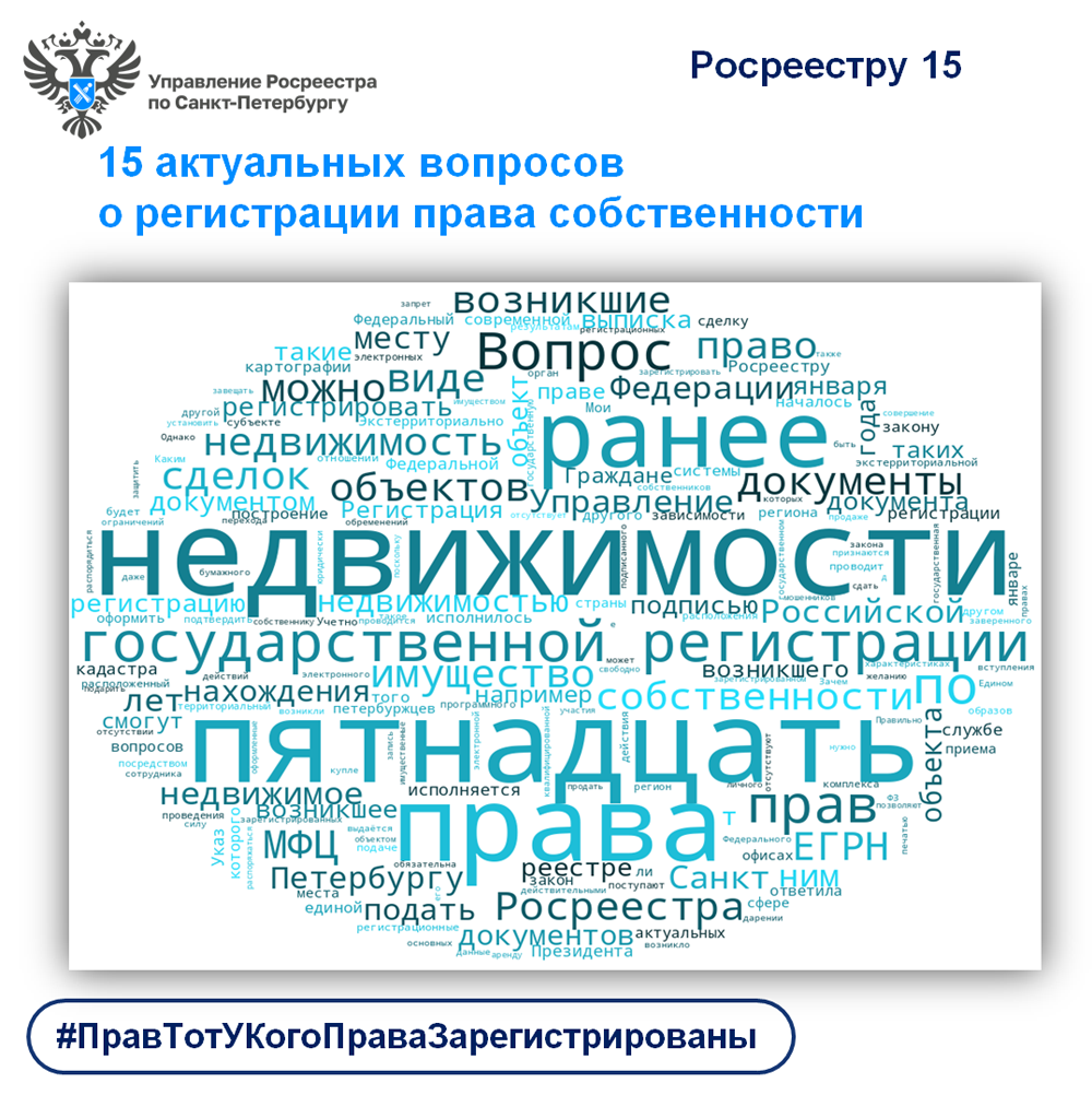 Росреестр Петербурга: 15 актуальных вопросов о регистрации права  собственности на недвижимость - МО Юго-Запад Санкт-Петербург